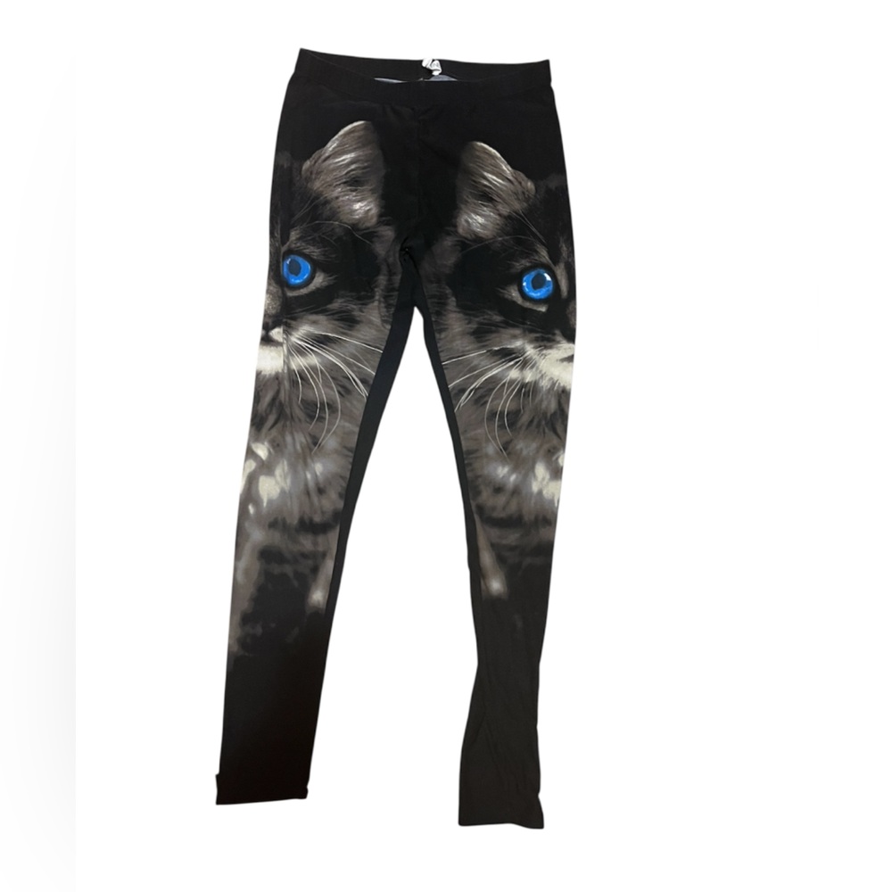 Ardene Black and Blue Cat Print Leggings